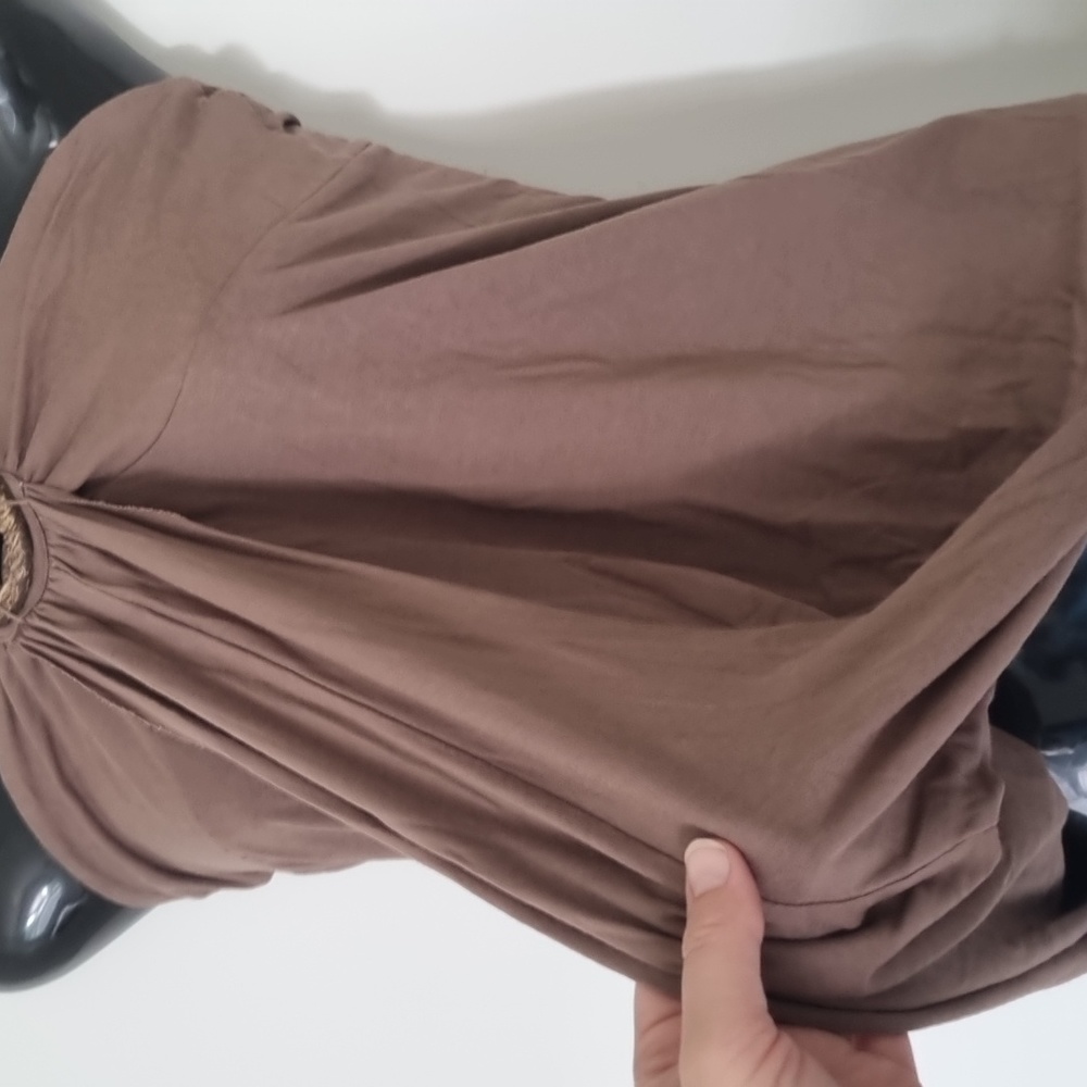 River Island, brown halter neck top, stretchy material, size 10 - Picture 3 of 7